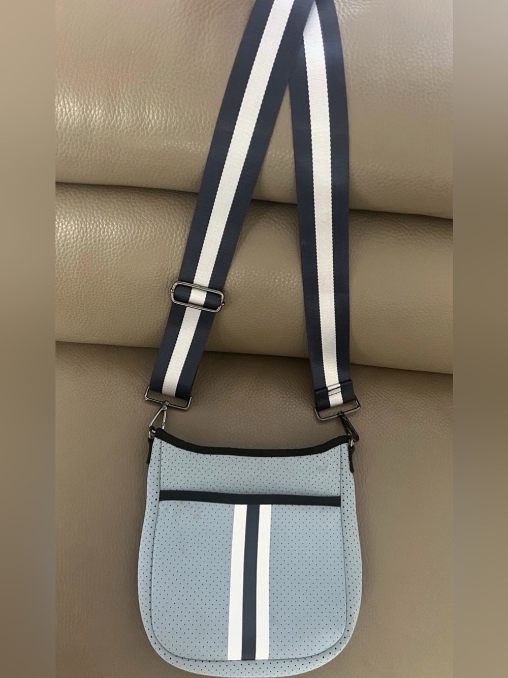 HAUTE SHORE BLAKE CULT NEOPRENE CROSSBODY BAG ZIPPER CLOSURE